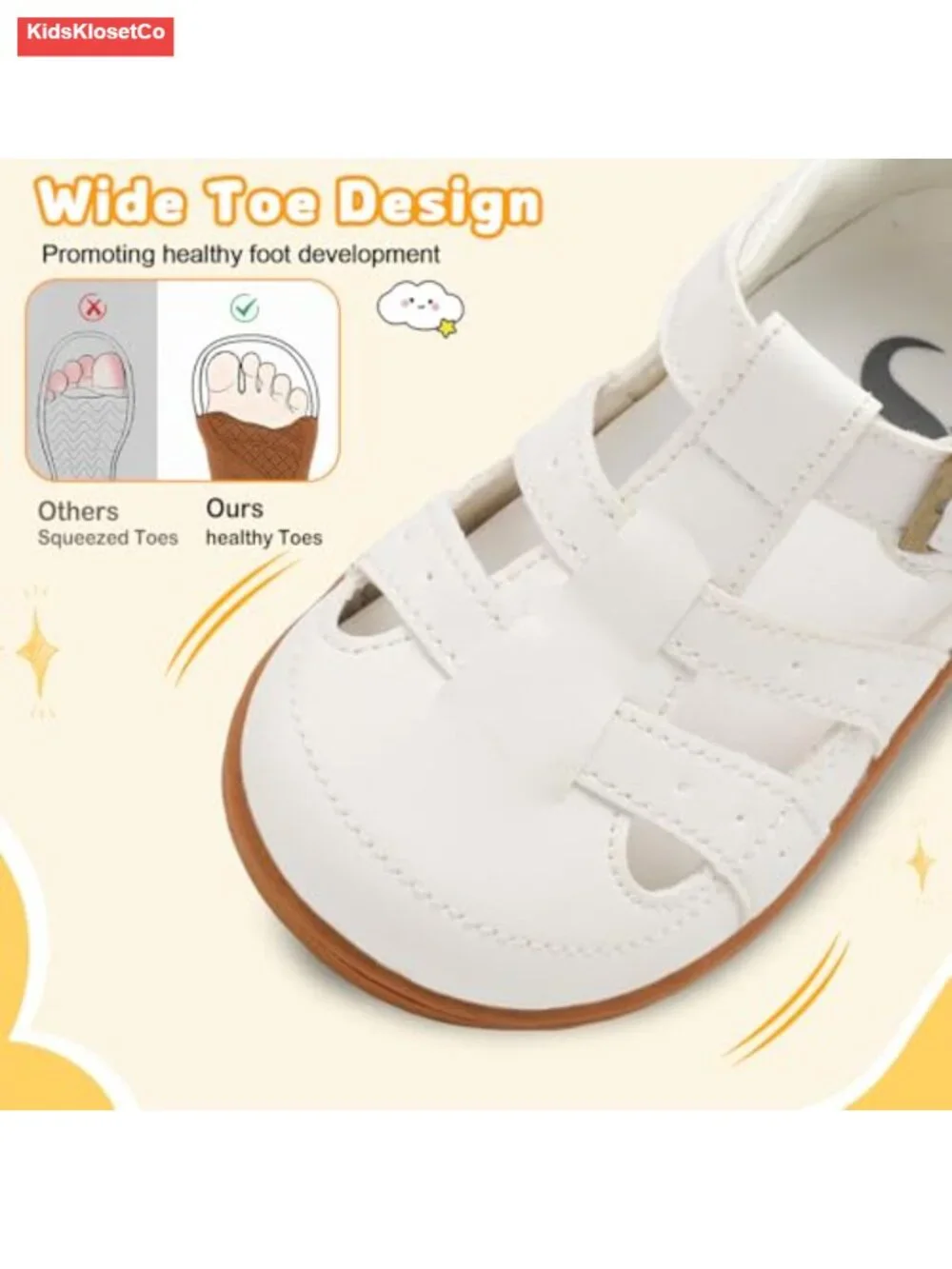 Toddler Mary Jane Flat Shoes Wide Toe Hook & Loop Leather Girls Boys